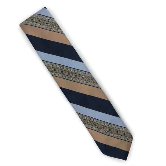 Stylish Blue & Gold Diagonal Stripe Tie - Picture 1 of 4